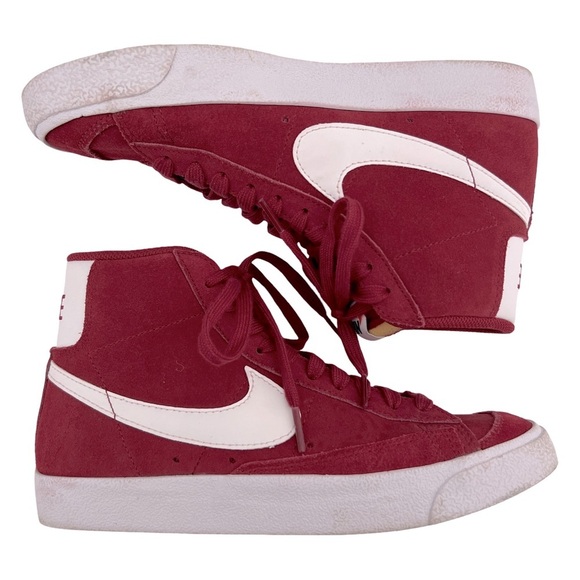 NIKE • Burgundy Red Suede High Top Blazer Mid '77 Vintage Unisex Sneakers Shoes - Picture 11 of 12